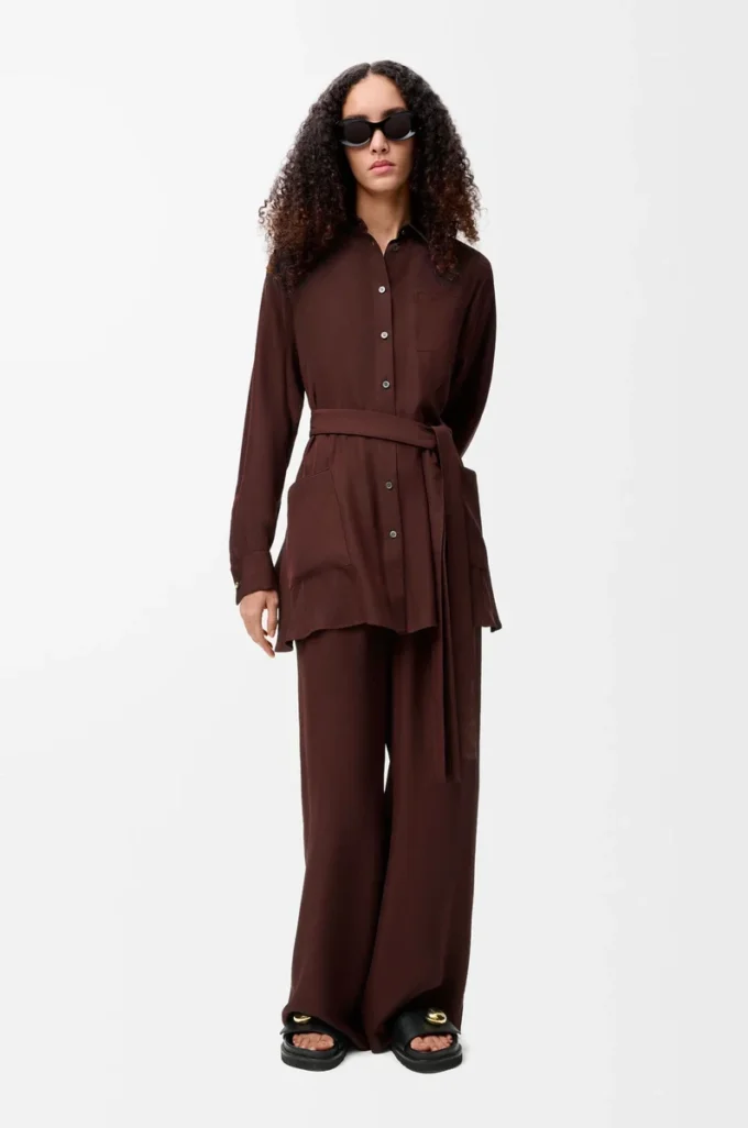 Pantaloni pigiama in seta bordeaux