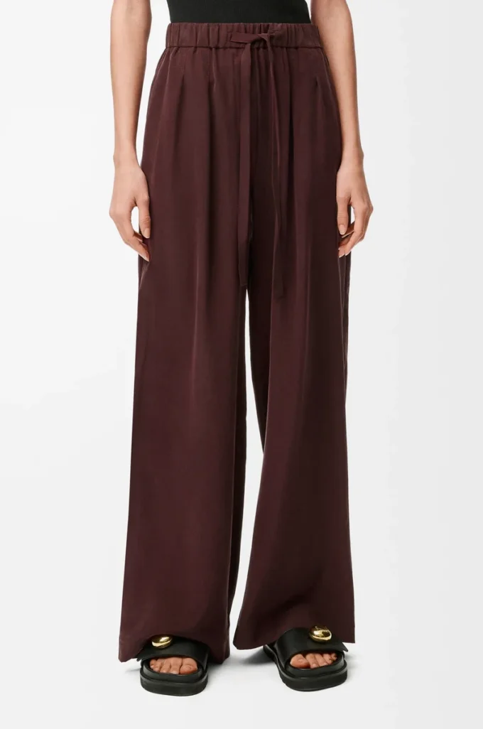 Pantaloni pigiama in seta bordeaux
