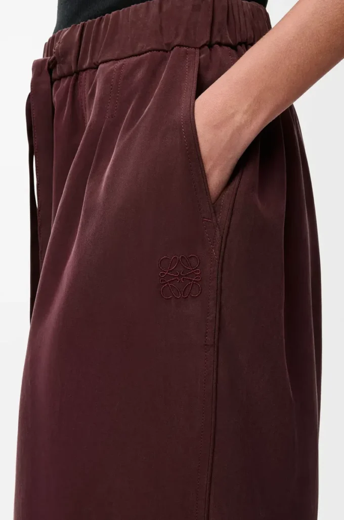 Pantaloni pigiama in seta bordeaux