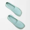 Pantofola Rio in pelle scamosciata e rafia Azzurro