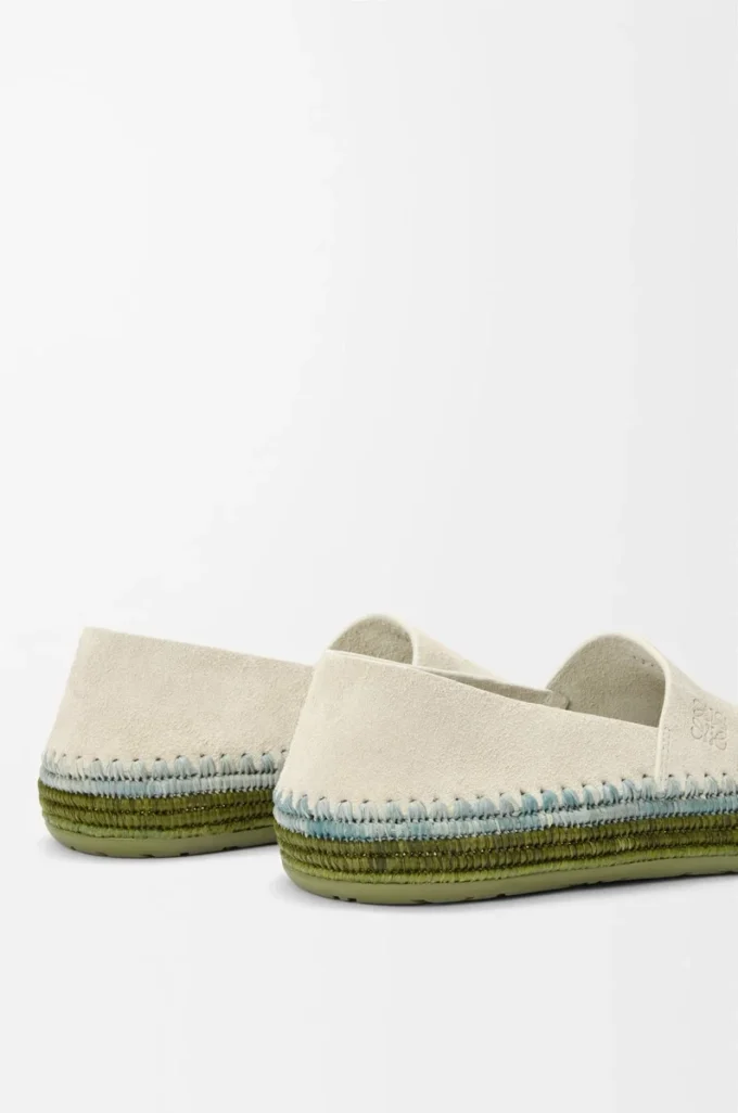 Pantofola Rio in pelle scamosciata e rafia Grigio chiaro Pantofola Rio in pelle scamosciata e rafia Grigio chiaro