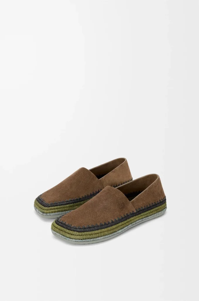 Pantofola Rio in pelle scamosciata e rafia Marrone Pantofola Rio in pelle scamosciata e rafia Marrone