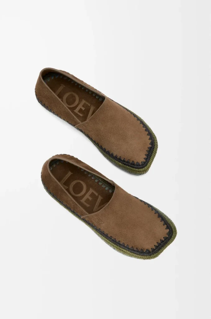 Pantofola Rio in pelle scamosciata e rafia Marrone Pantofola Rio in pelle scamosciata e rafia Marrone