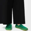Pantofola Rio in pelle scamosciata e rafia Verde Pantofola Rio in pelle scamosciata e rafia Verde