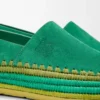 Pantofola Rio in pelle scamosciata e rafia Verde Pantofola Rio in pelle scamosciata e rafia Verde