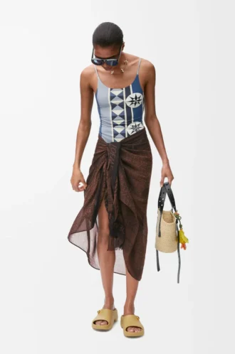 Pareo in cotone Nero/Marrone