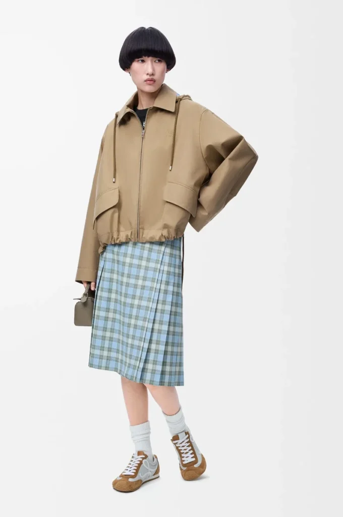 Parka con cappuccio in cotone beige