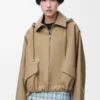 Parka con cappuccio in cotone beige