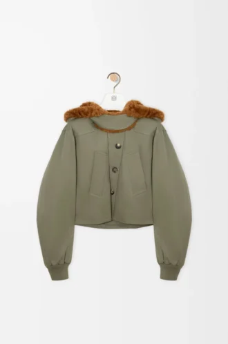 Parka corto in cotone verde kaki