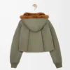 Parka corto in cotone verde kaki