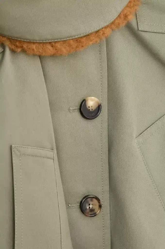 Parka corto in cotone verde kaki