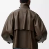 Parka corto in pelle di vitello nappa Verde scuro