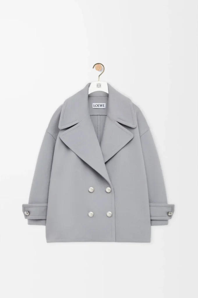 Peacoat Pebble in lana grigio