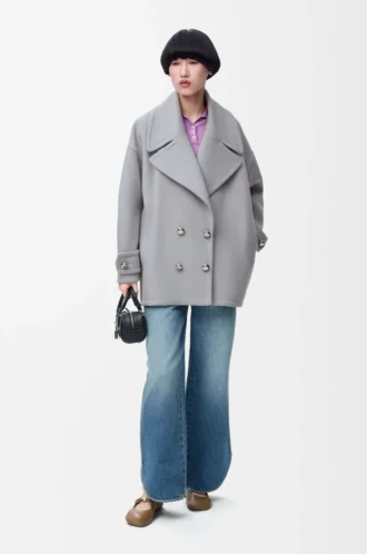 Peacoat Pebble in lana grigio