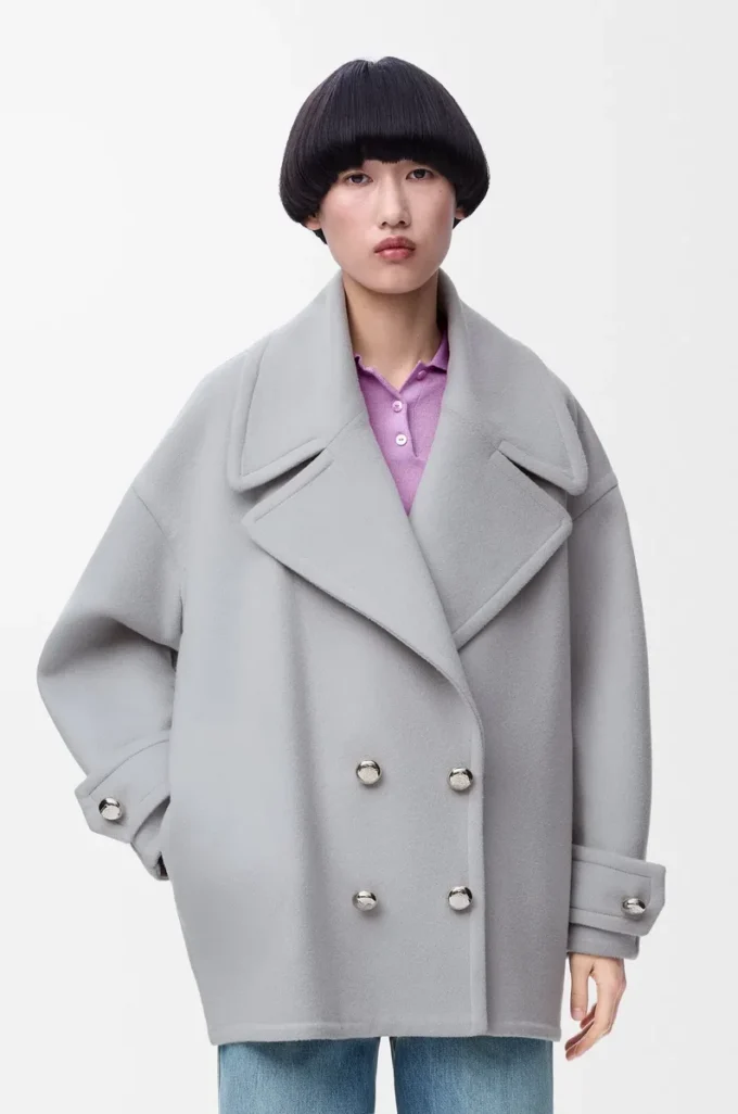 Peacoat Pebble in lana grigio