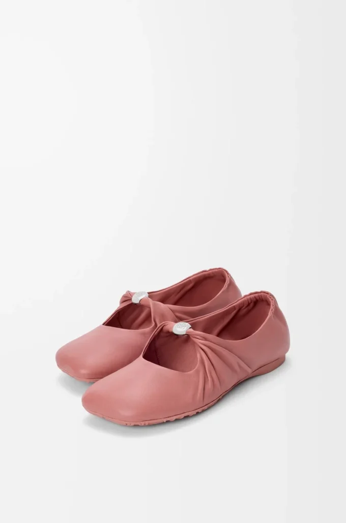 Pebble Ballerina morbida in nappa di agnello Blush