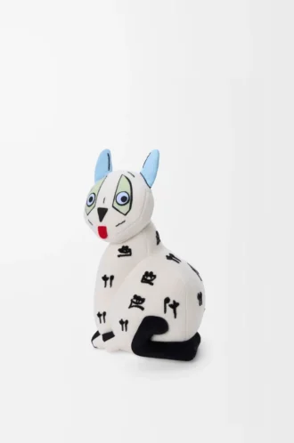 Peluche gatto in velluto di cotone Bianco morbido
