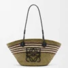 Piccola borsa Anagram Basket in palma iraca e pelle di vitello Kaki scuro/Nero Piccola borsa Anagram Basket in palma iraca e pelle di vitello Kaki scuro/Nero