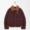 Piumino in shearling e misto cotone bordeaux Piumino in shearling e misto cotone bordeaux