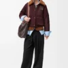 Piumino in shearling e misto cotone bordeaux Piumino in shearling e misto cotone bordeaux
