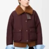 Piumino in shearling e misto cotone bordeaux Piumino in shearling e misto cotone bordeaux
