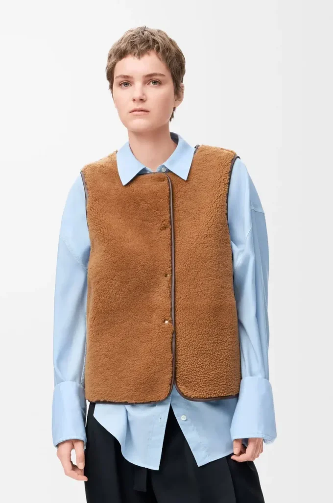 Piumino in shearling e misto cotone bordeaux Piumino in shearling e misto cotone bordeaux