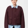 Piumino in shearling e misto cotone bordeaux Piumino in shearling e misto cotone bordeaux