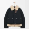 Piumino in shearling e misto cotone Nero Piumino in shearling e misto cotone Nero