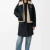 Piumino in shearling e misto cotone Nero Piumino in shearling e misto cotone Nero