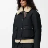 Piumino in shearling e misto cotone Nero Piumino in shearling e misto cotone Nero