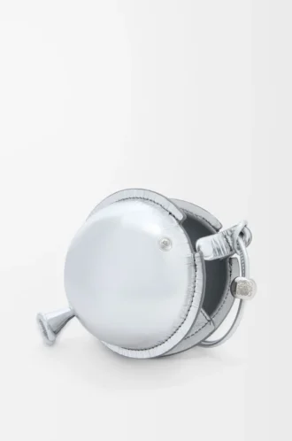 Pochette a palloncino in pelle di vitello nappa argento