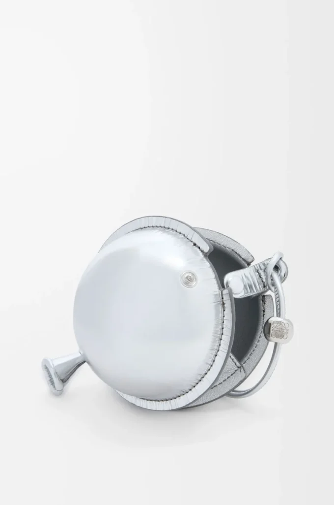 Pochette a palloncino in pelle di vitello nappa argento Pochette a palloncino in pelle di vitello nappa argento