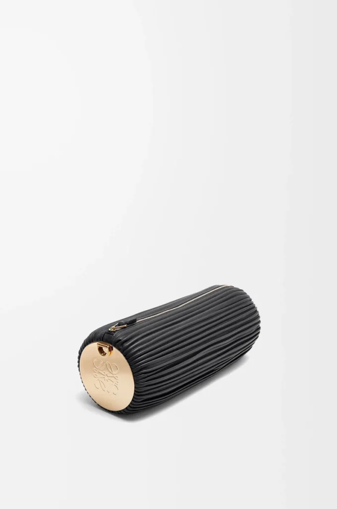 Pochette bracciale in nappa plissettata nera Pochette bracciale in nappa plissettata nera