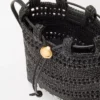 Pochette con coulisse in rafia Nero