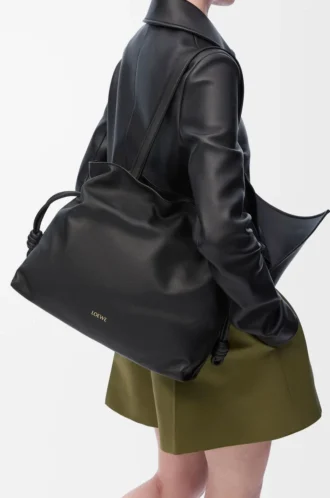 Pochette Flamenco grande in pelle di vitello nappa Black