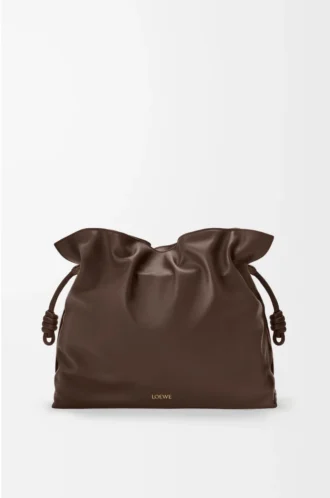 Pochette Flamenco grande in pelle di vitello nappa Chocolate