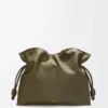 Pochette Flamenco grande in pelle di vitello nappa Dark Khaki Pochette Flamenco grande in pelle di vitello nappa Dark Khaki