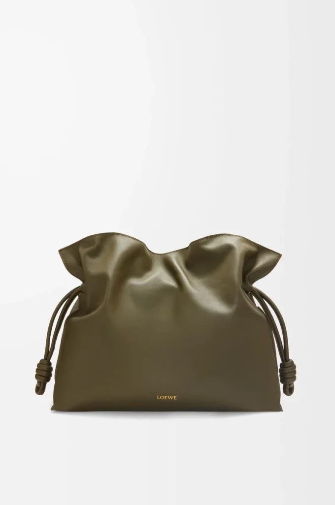 Pochette Flamenco grande in pelle di vitello nappa Dark Khaki Pochette Flamenco grande in pelle di vitello nappa Dark Khaki