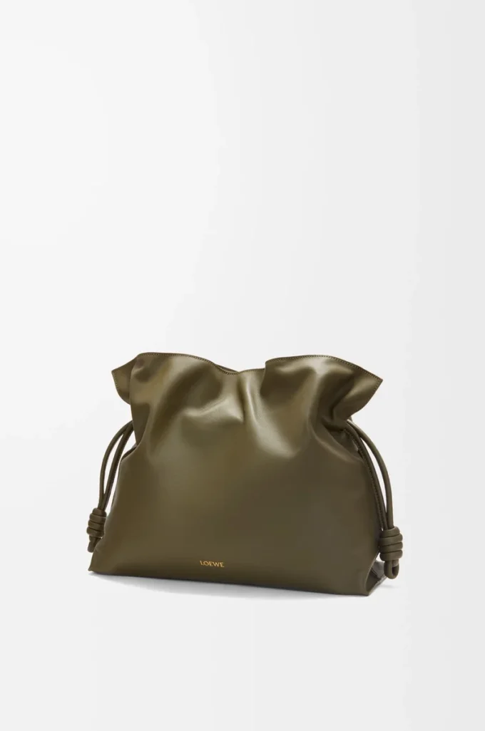 Pochette Flamenco grande in pelle di vitello nappa Dark Khaki Pochette Flamenco grande in pelle di vitello nappa Dark Khaki
