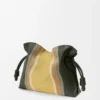Pochette Flamenco Landscape media in pelle di vitello nappa Bottle Green/Ochre