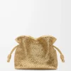 Pochette Flamenco media in pelle di agnello laminata Gold