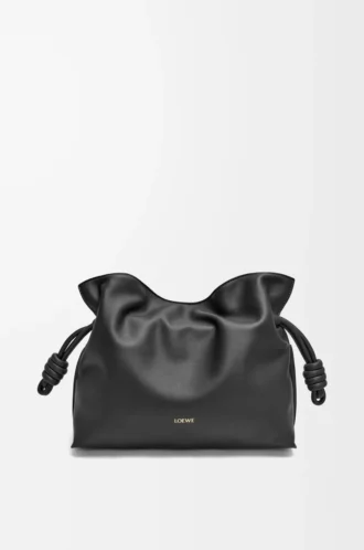 Pochette Flamenco media in pelle di vitello nappa Black