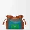 Pochette Flamenco media in pelle di vitello nappa Caramel/Bright Green