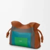 Pochette Flamenco media in pelle di vitello nappa Caramel/Bright Green