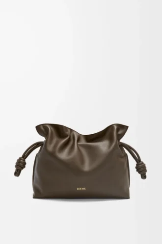 Pochette Flamenco media in pelle di vitello nappa Chocolate
