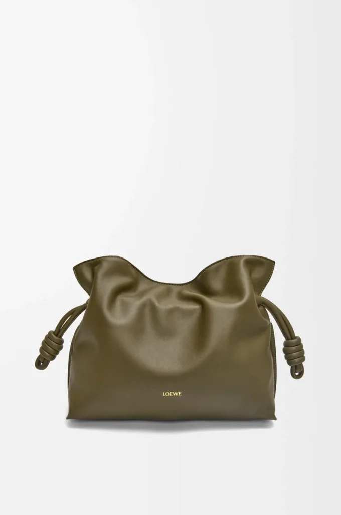 Pochette Flamenco media in pelle di vitello nappa Dark Khaki Pochette Flamenco media in pelle di vitello nappa Dark Khaki