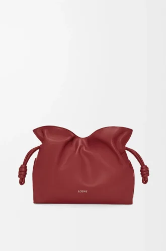 Pochette Flamenco media in pelle di vitello nappa rosso bruciato