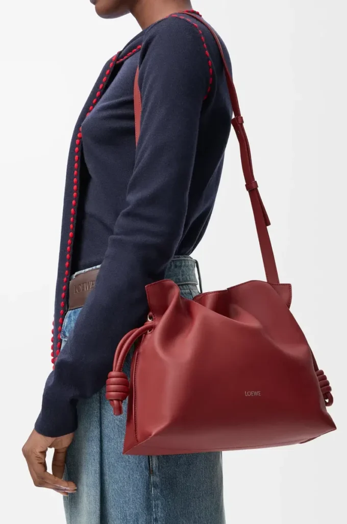 Pochette Flamenco media in pelle di vitello nappa rosso bruciato Pochette Flamenco media in pelle di vitello nappa rosso bruciato