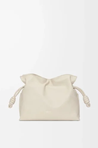Pochette Flamenco media in pelle di vitello nappa Sea Salt