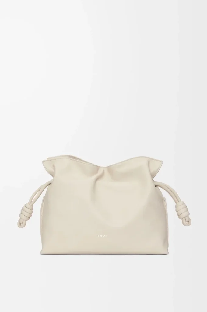Pochette Flamenco media in pelle di vitello nappa Sea Salt